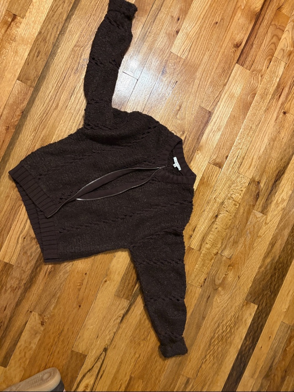 Z Supply Dark Brown Chunky Crew Neck Sweater